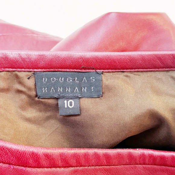 Douglas Hannant Red Leather Skirt Back Split Size 10 - Picture 2 of 7
